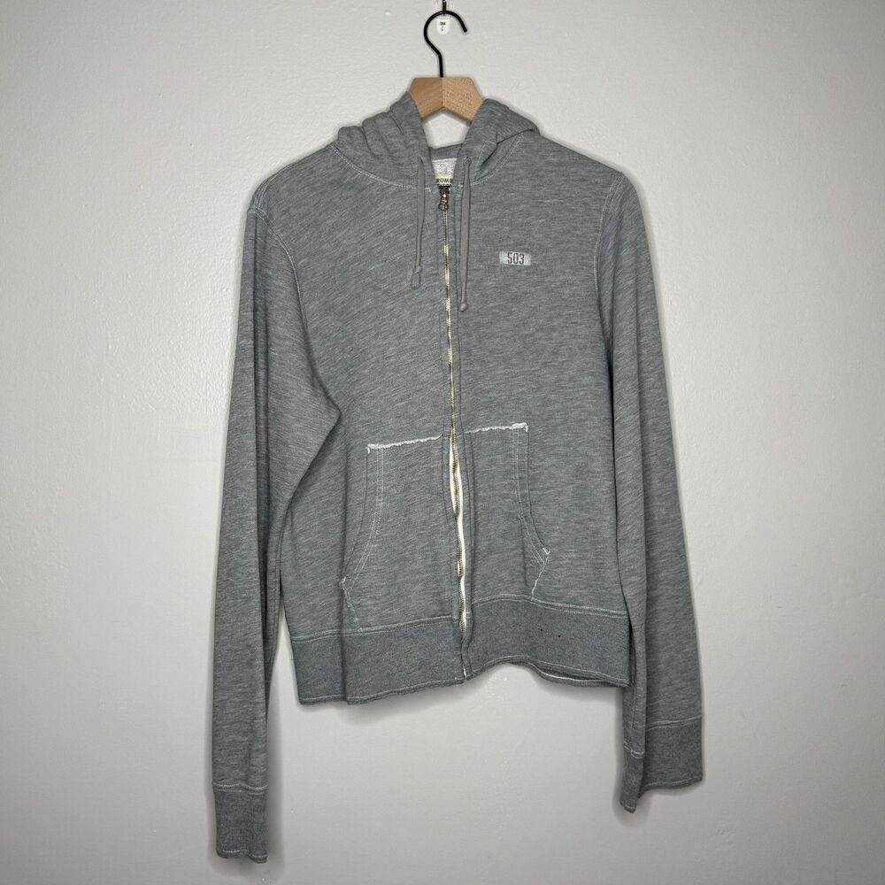 Abercrombie & Fitch VTG Womens Full Zip Hoodie Sweater Large Gray 503‎ Preppy